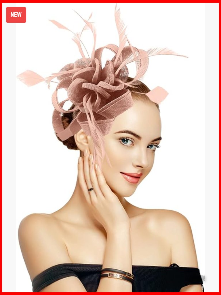 Handmade Derby Fascinator Hat With Feathers, Adjustable Headband & Clips